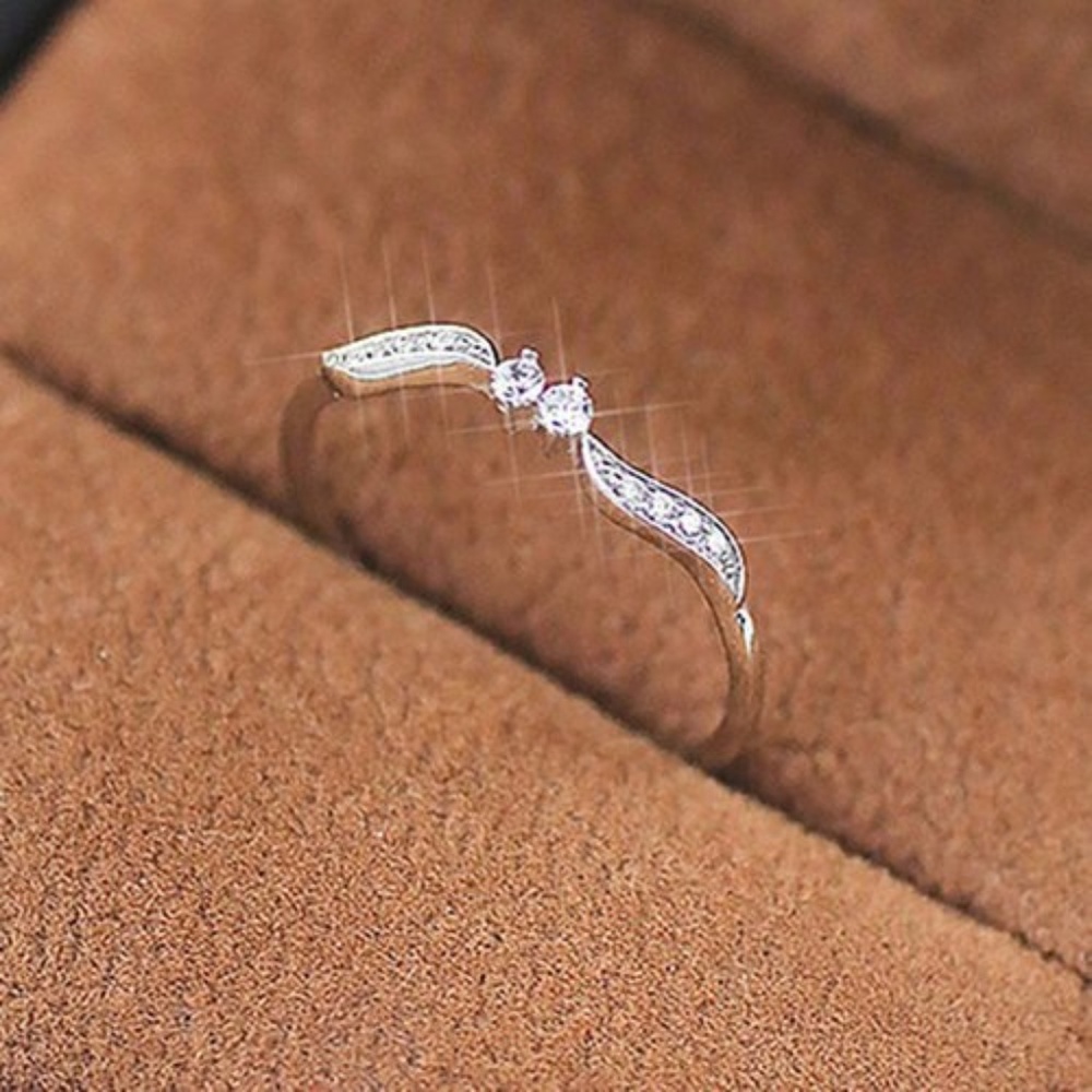 925‎ Silver Charm Leaf Crystal CZ Band Ring New